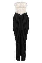 Sharon Lace Beaded Embellished Strapless Maxi Dress In Black Flowering Girl