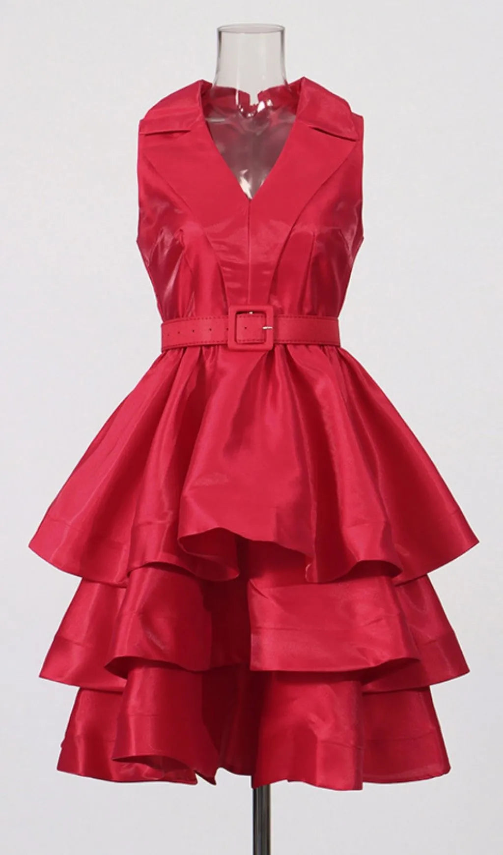 Jessica Red V-Neck Tiered Ruffle Mini Dress Flowering Girl