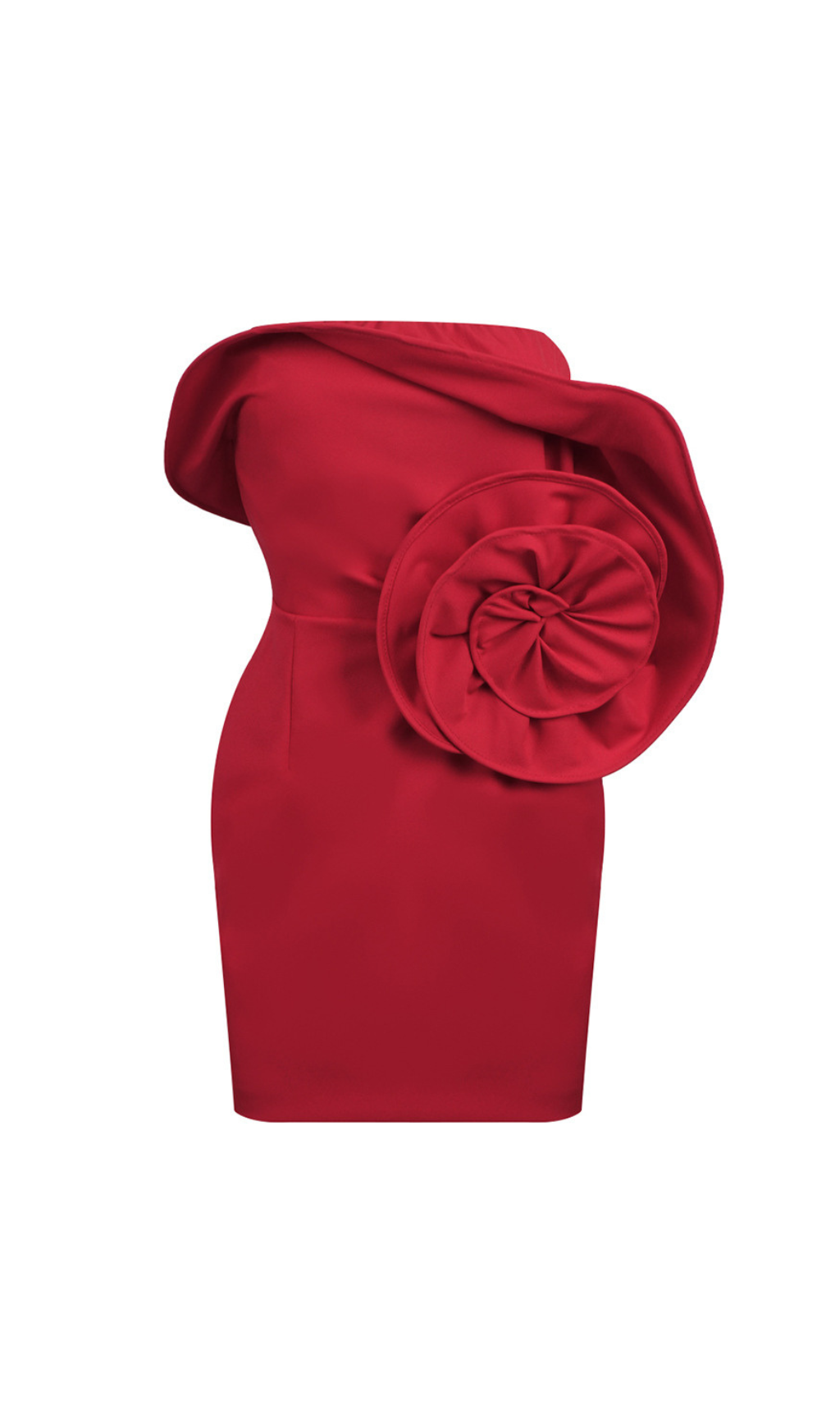 Sculptural Rose Mini Dress In Red Flowering Girl