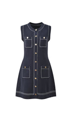 Topstitched Knit Shift Dress Flowering Girl