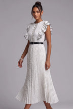 Polka Dot Ruffle Sleeve Midi Dress Flowering Girl