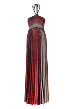 Halter Metallic Gradient Knit Maxi Dress - Red Flowering Girl