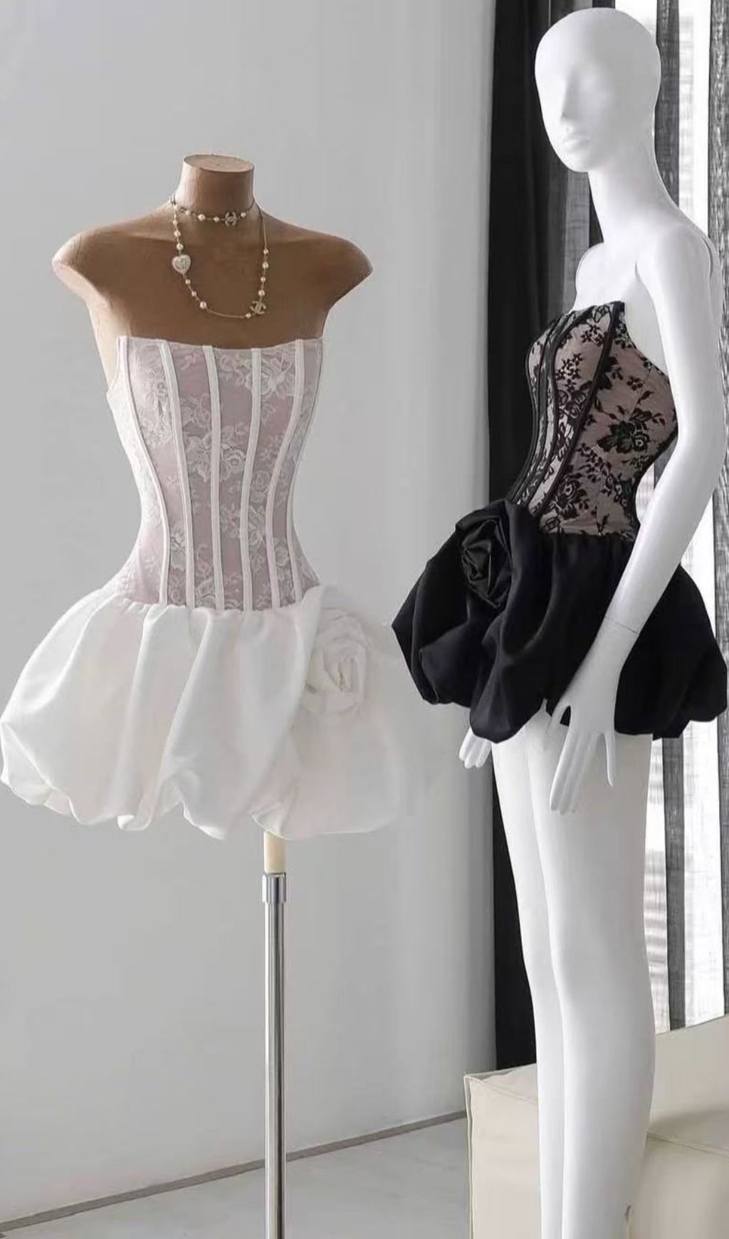 Irene White Strapless Corset Flower Mini Dress Flowering Girl