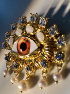Pearl Embellihsed Eye Brooch Flowering Girl