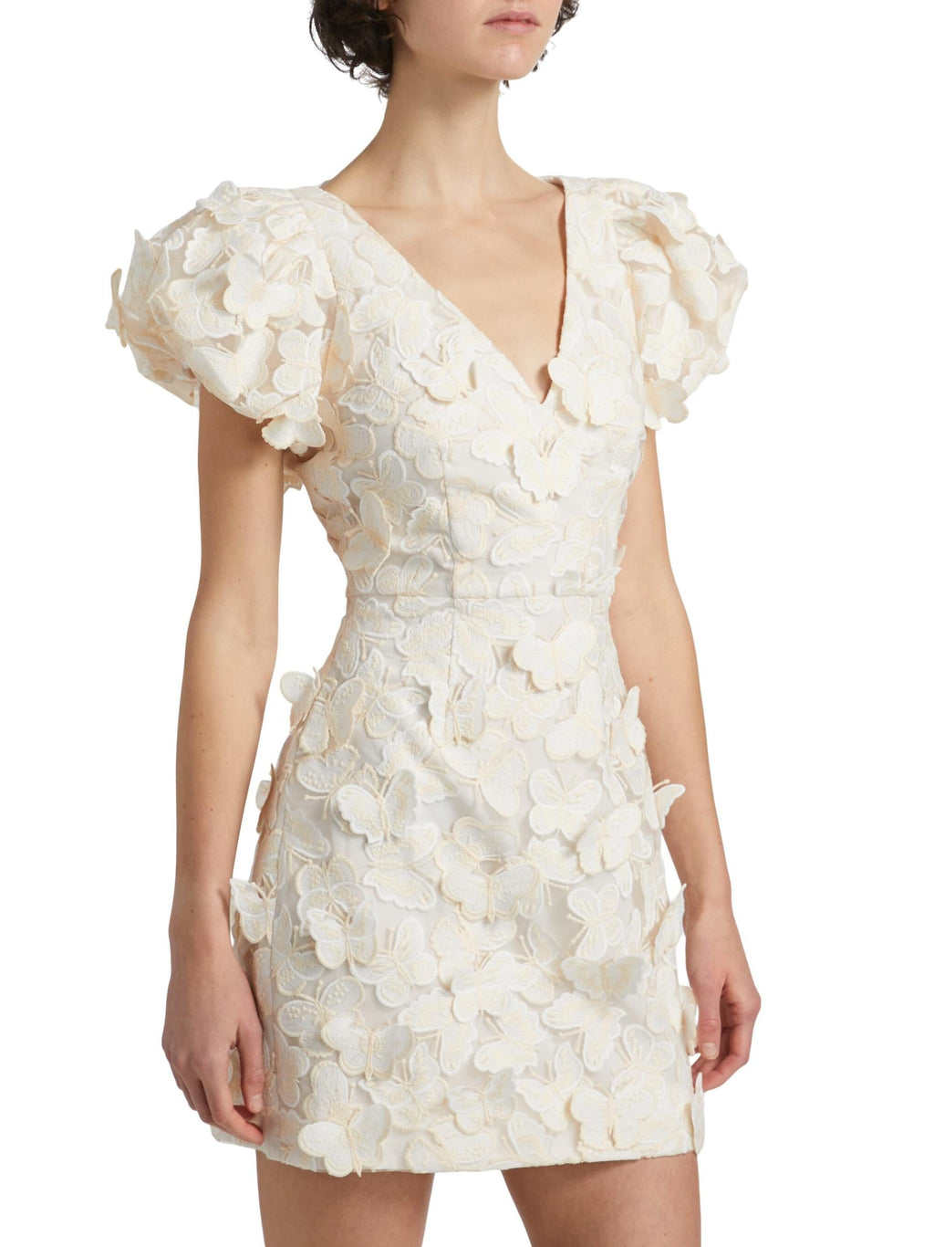 Butterfly Appliqué Mini dress in cream Flowering Girl