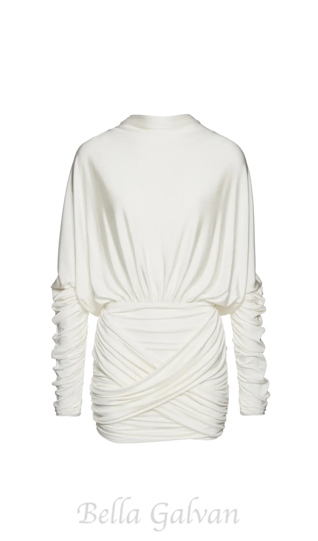 Long-sleeve jersey mini dress in cream Flowering Girl