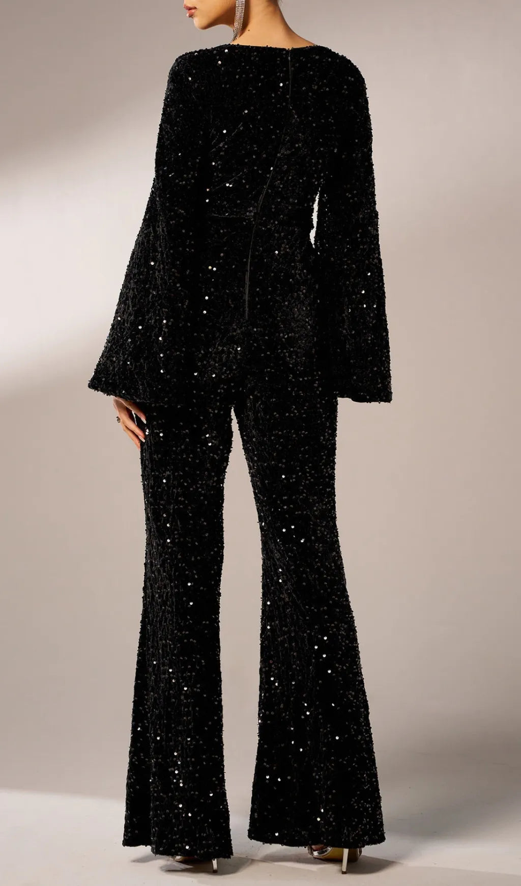 Cicily Black Sequin Long Sleeve Jumpsuit Flowering Girl