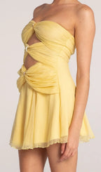 Bryony Yellow Strapless Cutout Mini Dress Flowering Girl