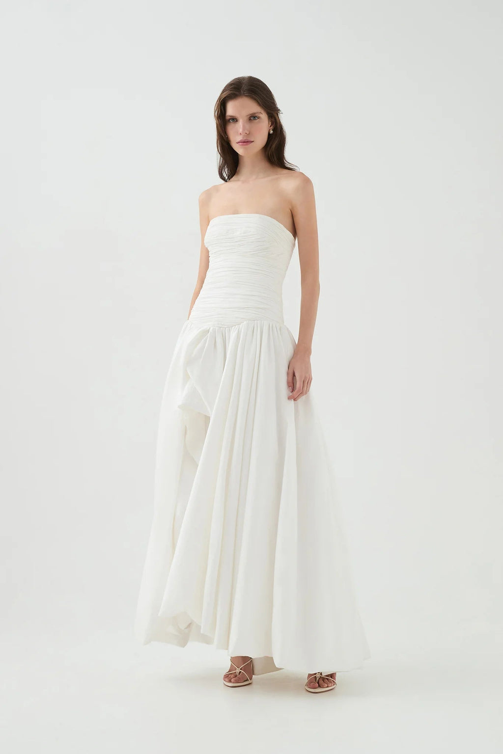 Nancy Bubble Hem Maxi Dress In Ivory Flowering Girl