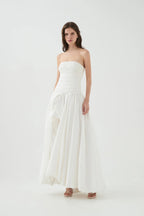 Nancy Bubble Hem Maxi Dress In Ivory Flowering Girl