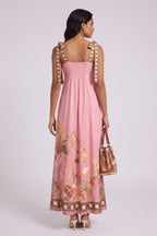 Tie Strap Tropical Print Maxi Dress Flowering Girl