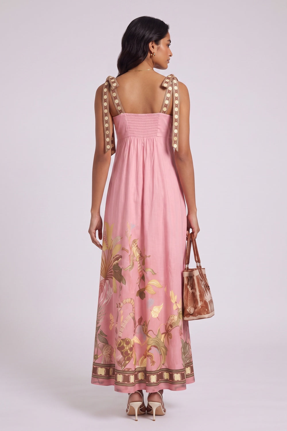 Tie Strap Tropical Print Maxi Dress Flowering Girl