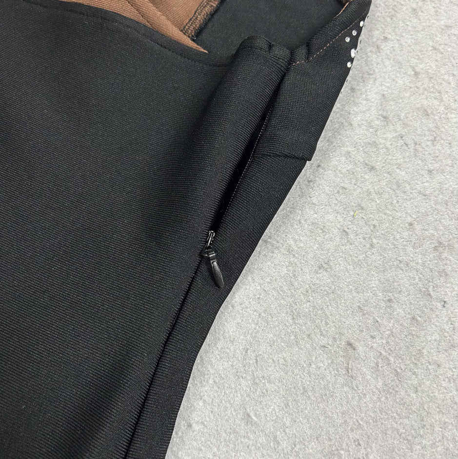 Black Matte Stretch Knit Column Maxi Dress Flowering Girl