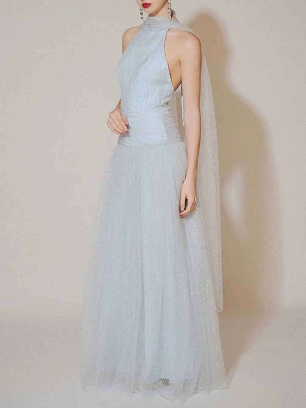 Marcela Halter Mesh Maxi Dress Flowering Girl