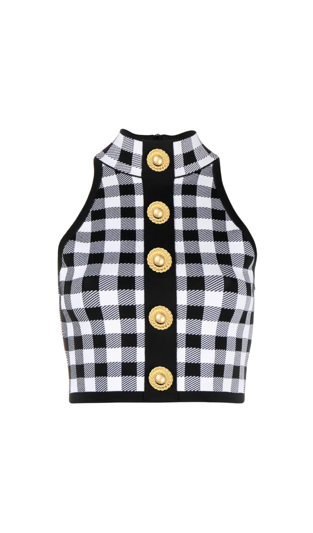 BLACK CHECK-PATTERN CROP TOP Flowering Girl