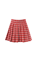 RED CHECK BOUCLE PLEATED MINI SKIRT Flowering Girl