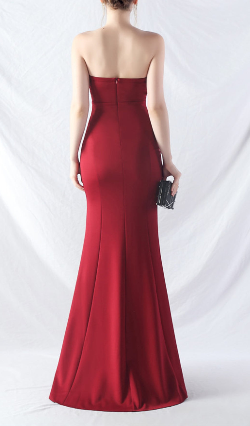 Chrina Red Strapless Ruched Maxi Dress Flowering Girl