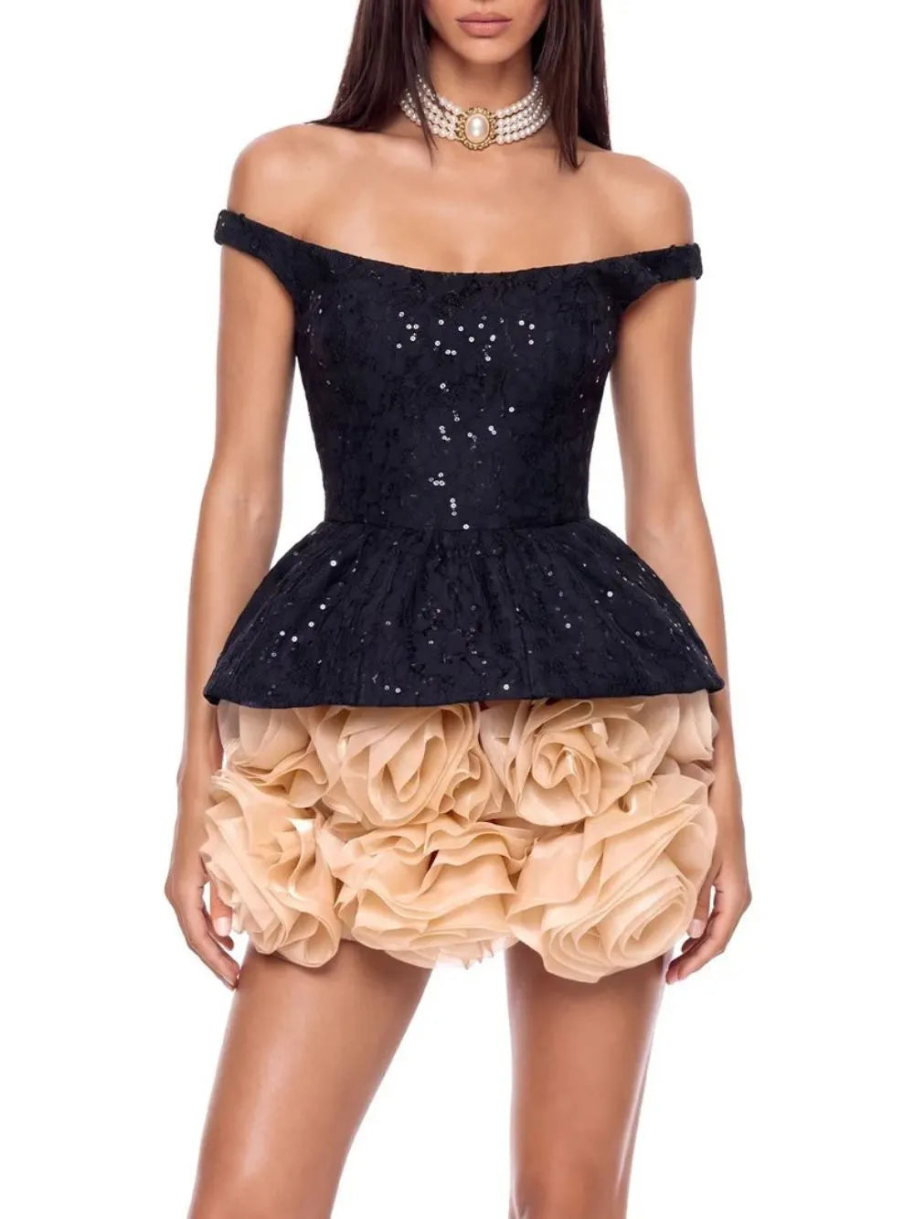 Haldro Sequin Flower Mini Dress Flowering Girl