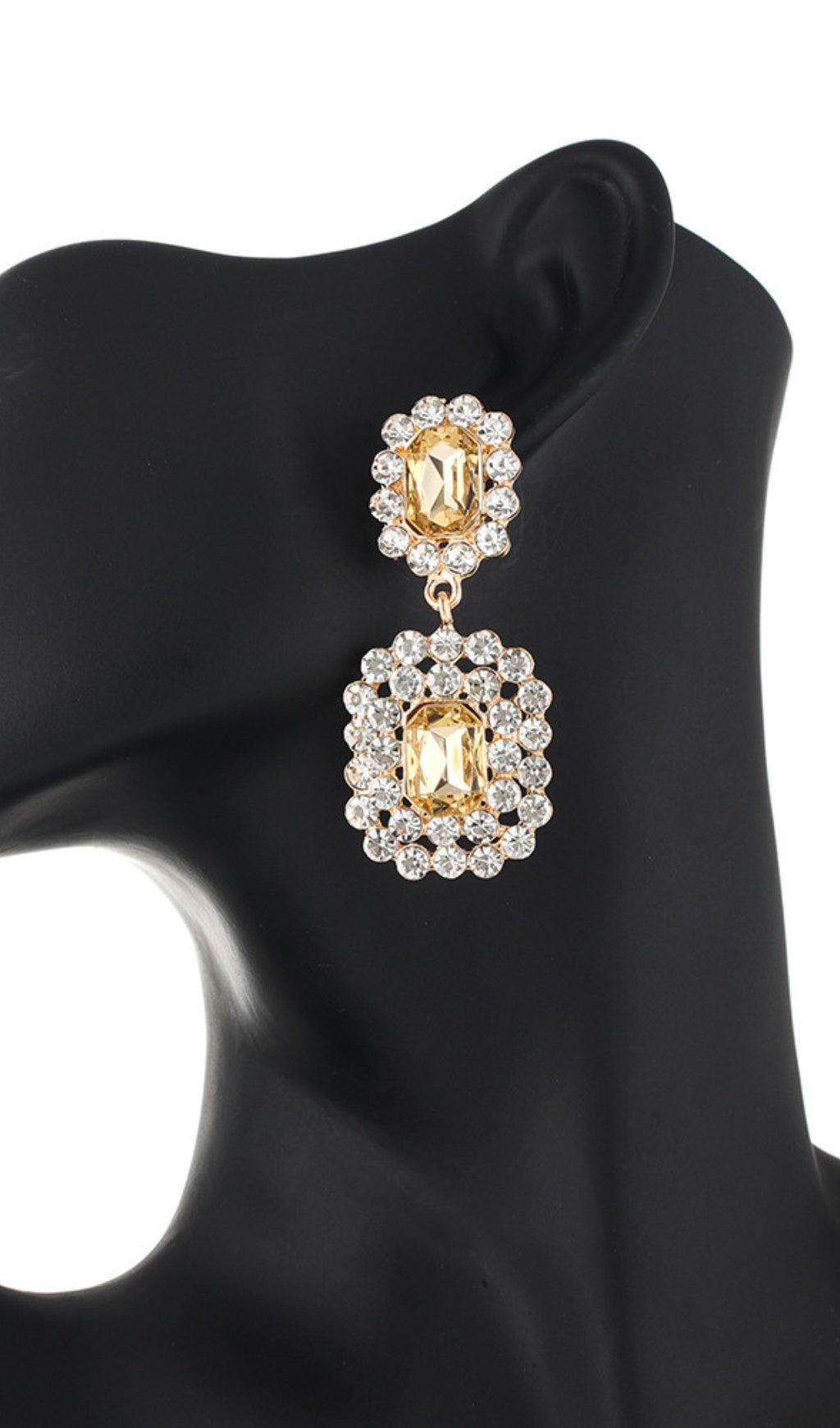 Ayuka Champagne Rhinestone Gem Drop Earrings Flowering Girl
