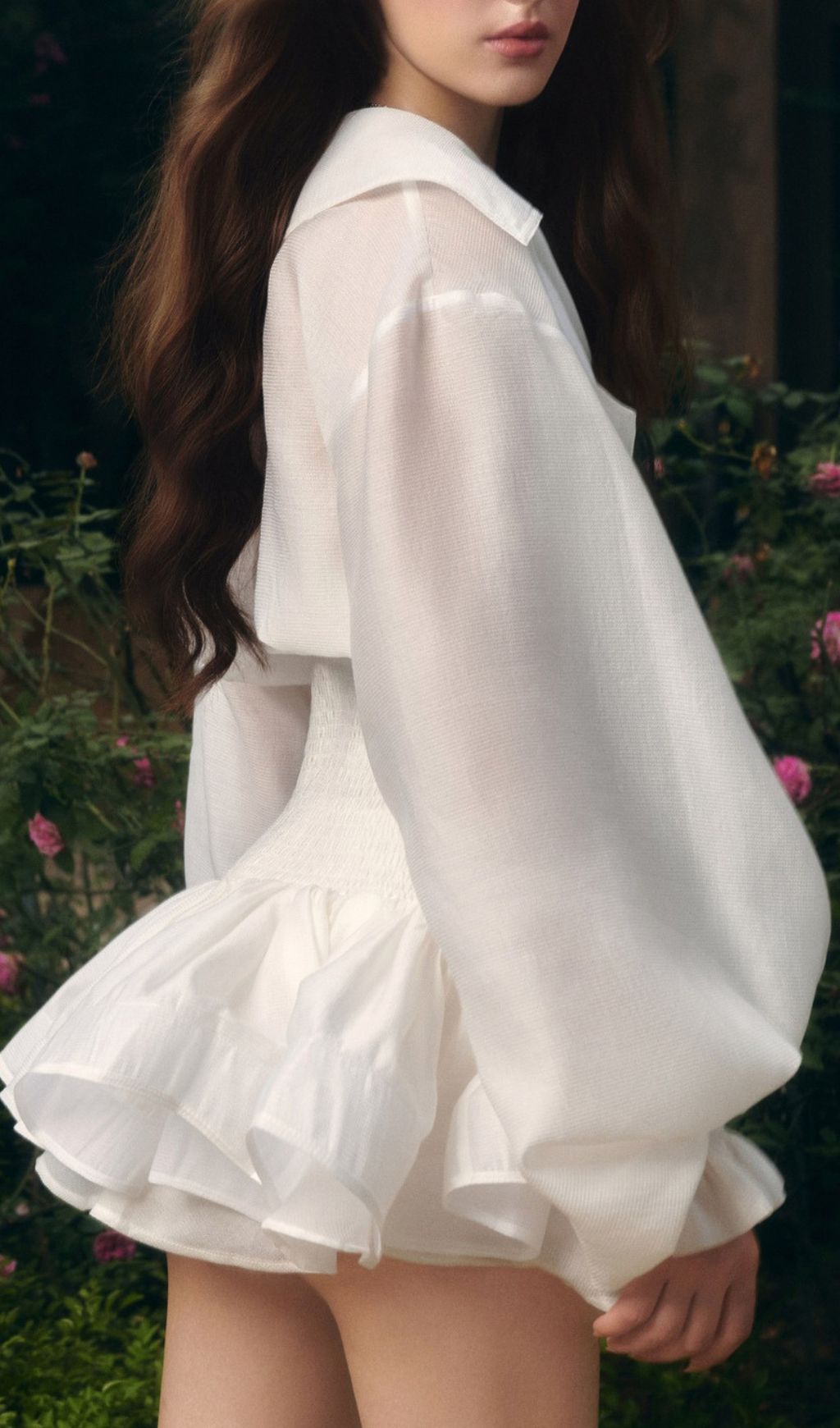 Igoné White Puff Sleeve Mini Dress Flowering Girl