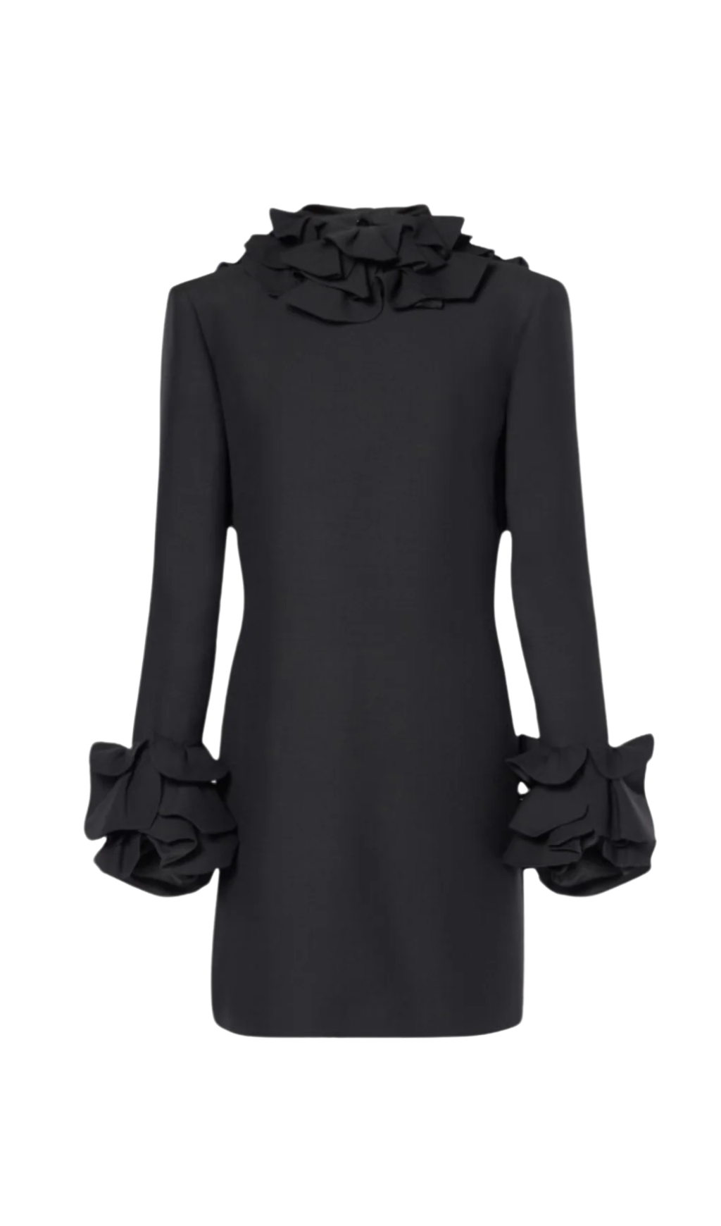 Alessandro Ruffle Backless Mini Dress In Black Flowering Girl