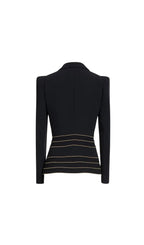 Sandy Trim Embellished Blazer & Pants Set - Black Flowering Girl