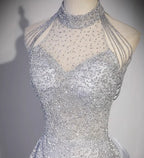 Silver Tulle A-Line Evening Gown Flowering Girl