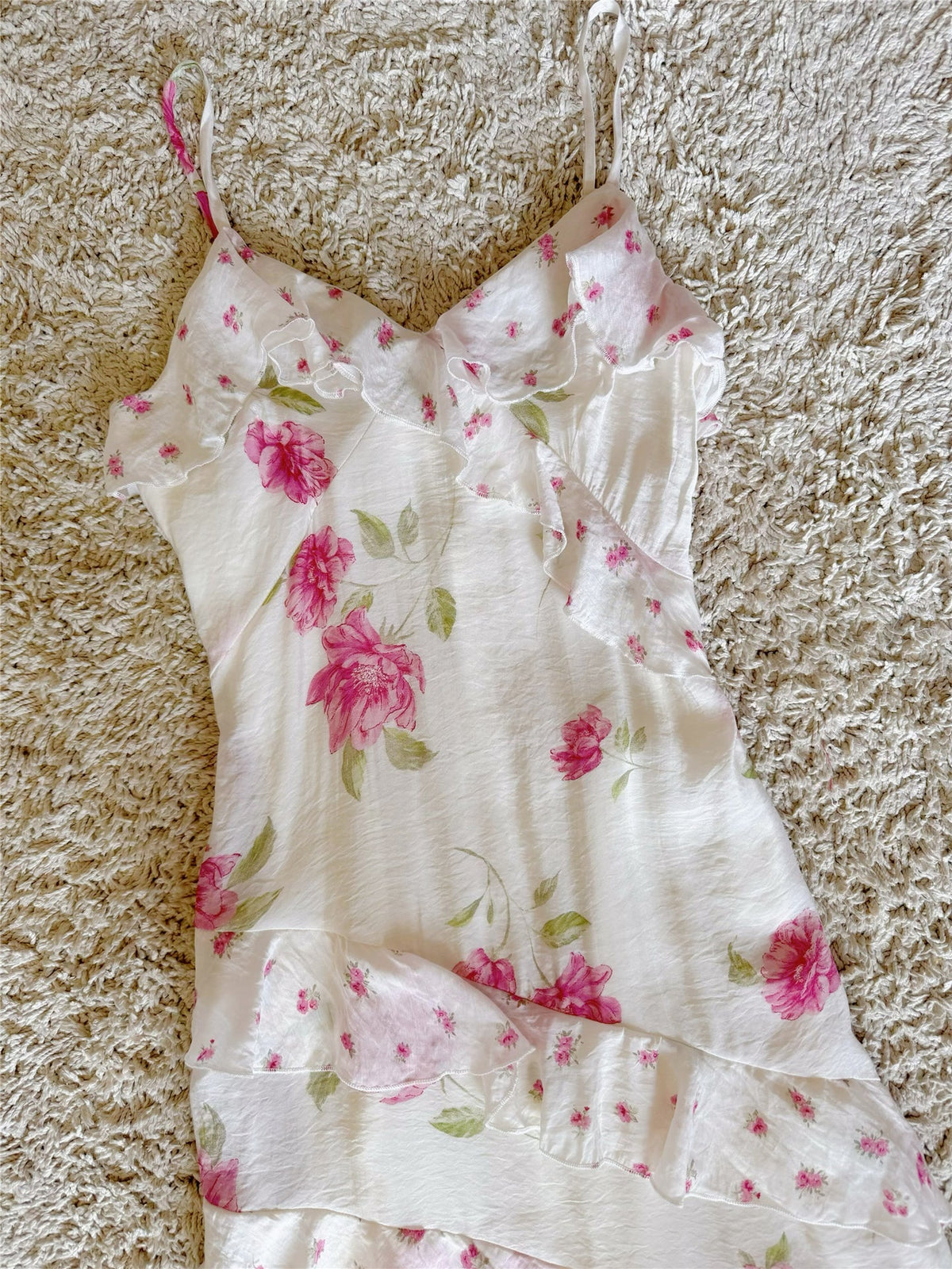 Floral Ruffle Tiered Maxi Dress - Pink & Ivory Flowering Girl