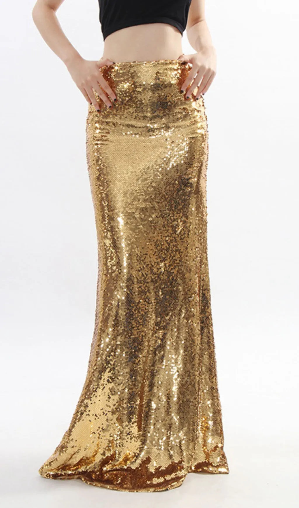 Javed Gold Sequin Maxi Skirt Flowering Girl