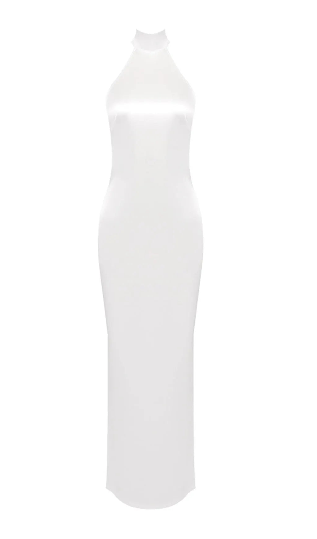 Birger White Halter Pearl Backless Maxi Dress