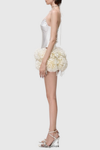 Orsolya Floral Pearl Corset Two Piece Set in Ivory Flowering Girl