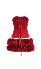 Clegg Red Corset Flower Two-Piece Set Flowering Girl