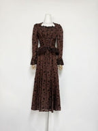 Fiorenza Brown Floral Lace Blouse & Skirt Set Flowering Girl