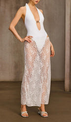 Maevyra Plunge Neck Lace Two Piece Set Flowering Girl