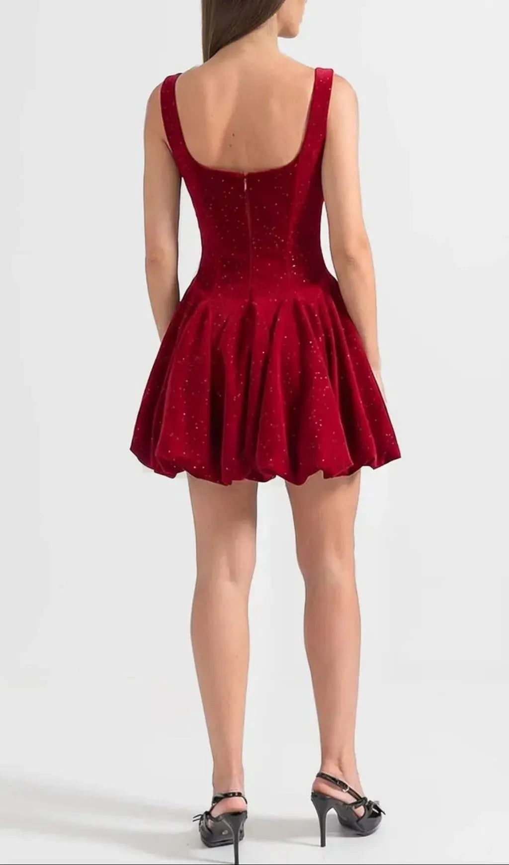 Vivien Burgundy Velvet Corset Mini Dress With Crystal-Embellished Neckline Flowering Girl
