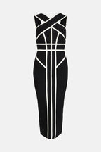 Myrna Cross Strap Color Block Midi Slit Dress Flowering Girl