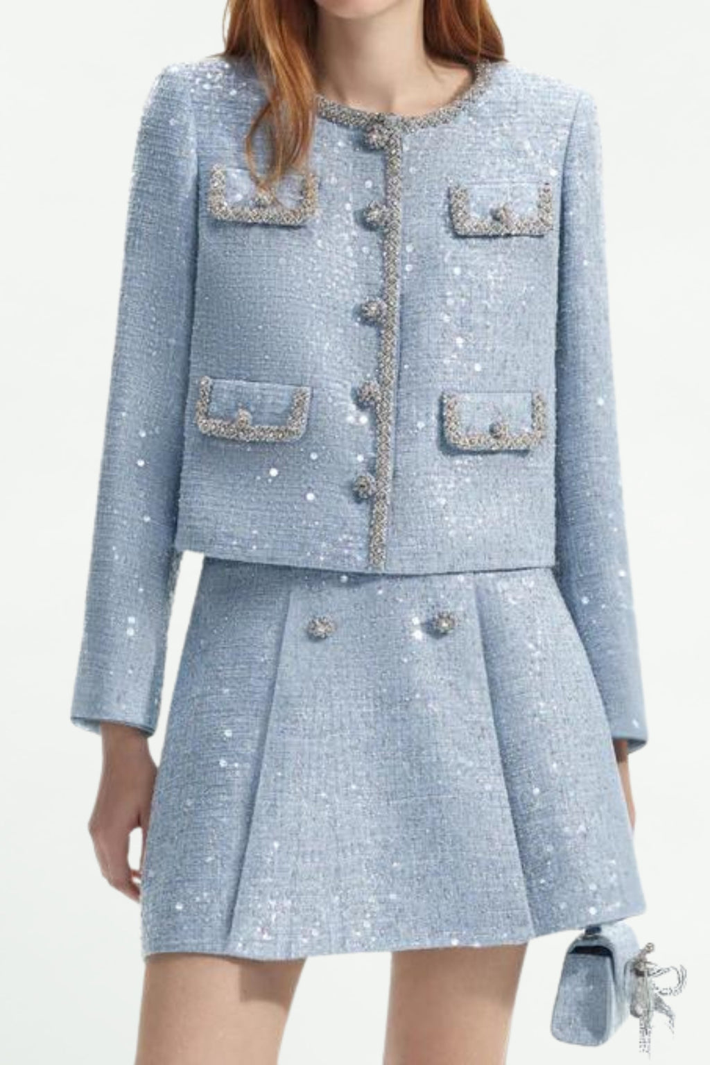 Blue Sequin Boucle Jacket Flowering Girl