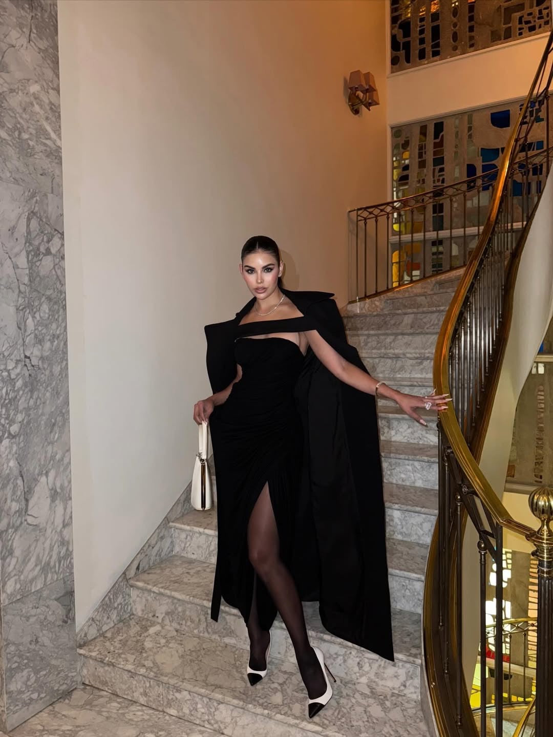 Lola Black Off-Shoulder Asymmetrical-Draped High Slit Maxi Dress Flowering Girl