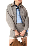Checked Bomber Jacket Flowering Girl