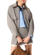 Checked Bomber Jacket Flowering Girl