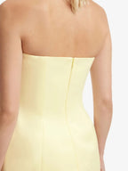 Michal Yellow Strapless Flower Mini Dress Flowering Girl
