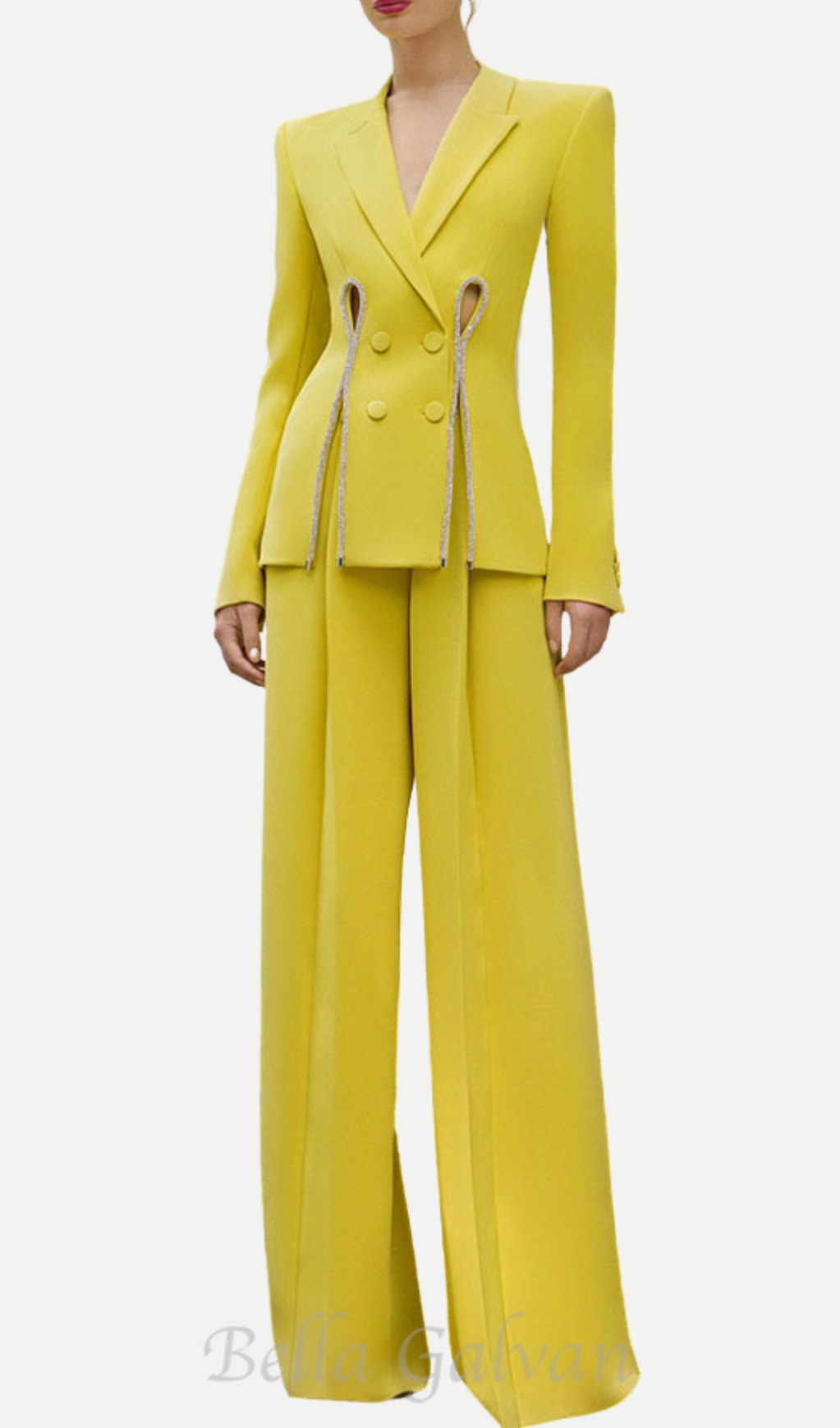 Yellow Double Breasted Pantsuit Flowering Girl