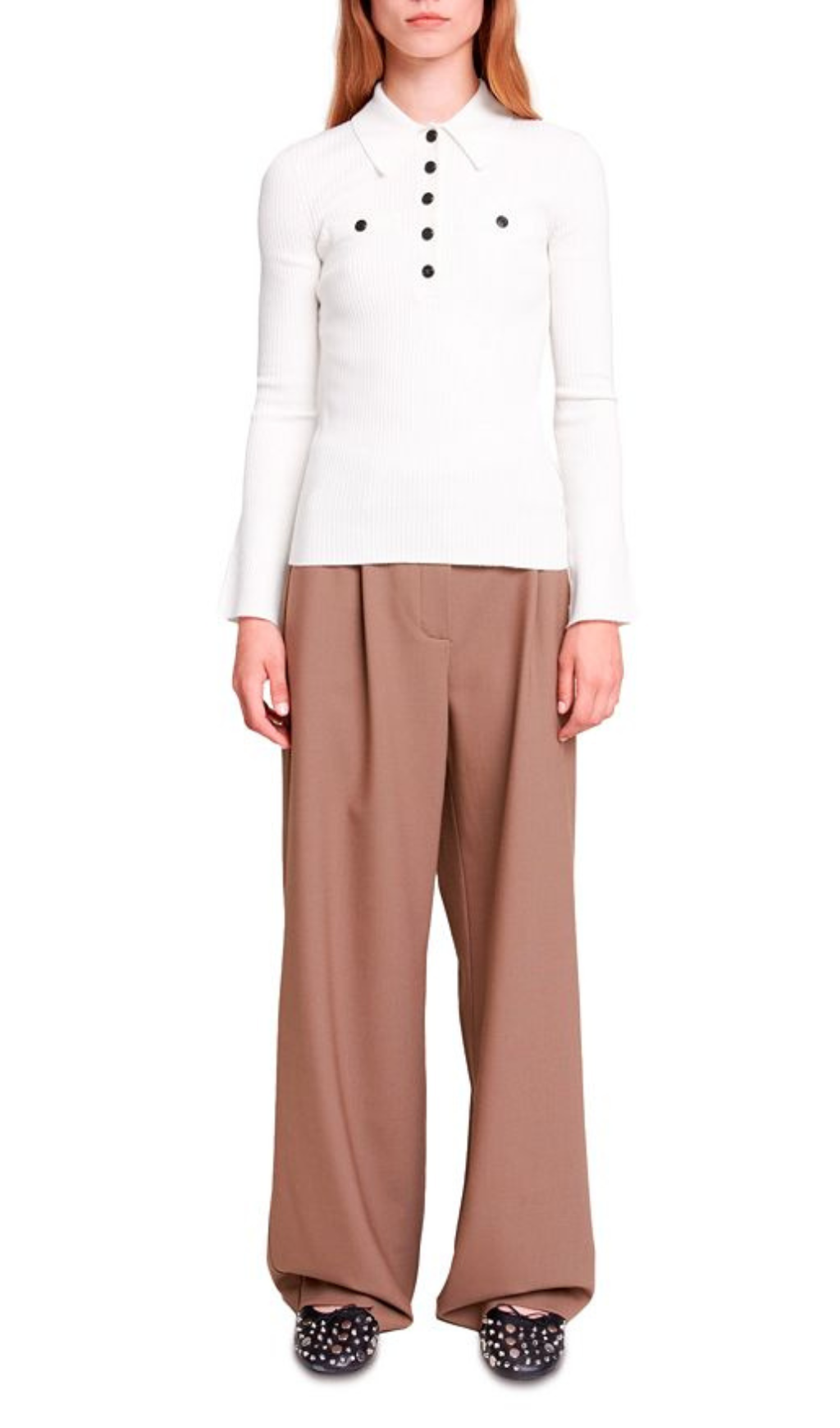 RIBBED KNIT POLO SHIRT Flowering Girl