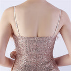 Chroma Gold Sequin Flower Feather Maxi Dress Flowering Girl