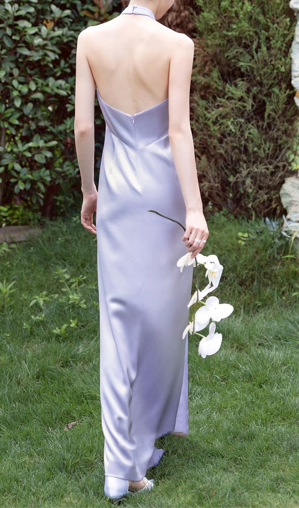 Karima Purple Halter Ruched Maxi Dress Flowering Girl