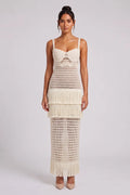 Cream Crochet Knit Column Dress Flowering Girl