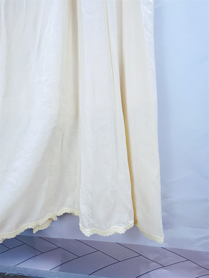 Sleeveless Lace Detail Maxi Dress In Light Yellow Flowering Girl
