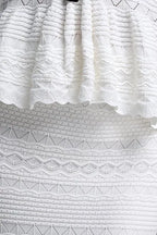 White Hollow Knit V-Neck Bow Peplum Vest Mermaid Skirt Two-Piece Set Flowering Girl