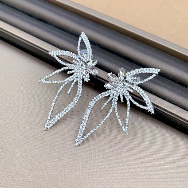 Crystal Flower Earrings In Silver Flowering Girl