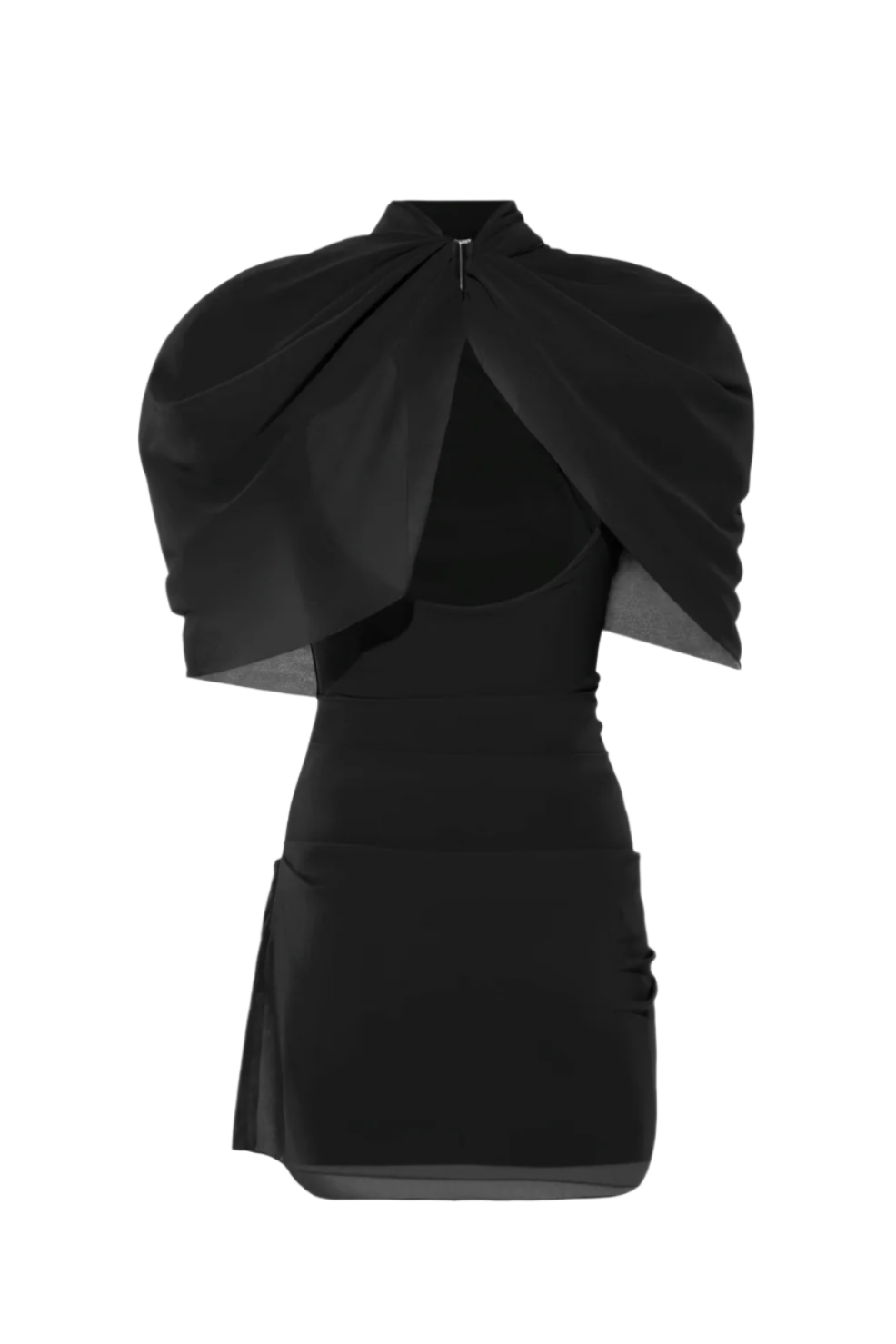 Priscilla Draped Mesh Mini Dress - Black Flowering Girl